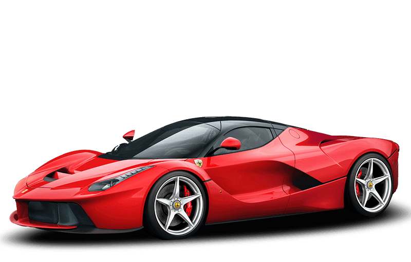 Sleek red sports car with aerodynamic design and silver alloy wheels, viewed from the side.
